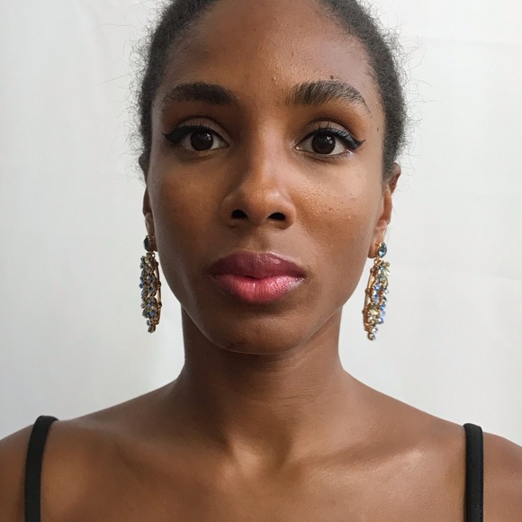 Flower Gold-Tone Drop Earrings - Picture 13 of 15
